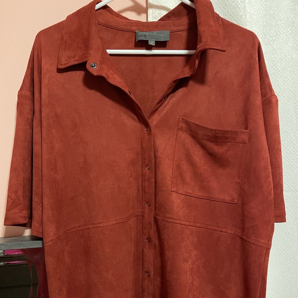 Suede button shirt